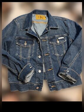 Calvin Klein Jeans Denim Trucker Jacket Women’s Small Stretch Blue